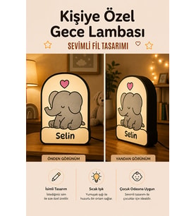 Kişiye Özel İsimli Çiçekli Sevimli Ayıcık Gece Lambası Sıcak Işıklı Çocuk ve Bebek Odası Dekoru