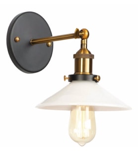 RİOLİGHT RETRO TEKLİ METAL DUVAR APLİK ŞAPKA ÇAPI: 22CM (Siyah - Beyaz)