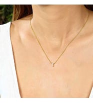Hk Gümüş Kadın Kolye Gold 3 Boyutlu T Harf Gümüş Takı Hediyelik Ürünler