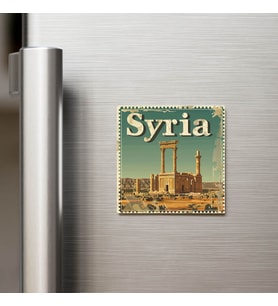 Suriye Syria - Posta Pulu Temalı Ülke - Baskılı Buzdolap Magneti Kare - 9x9 cm