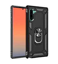 Samsung Galaxy Note 10 Uyumlu Kılıf Standlı Manyetik Yüzüklü Military Magnetic Ring Polycarbonate and TPU Case (Siyah)