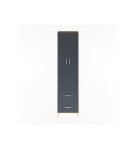 Hyperion Dolap 5 Raflı 2 Çekmeceli 2 Kapaklı 60x44x243 Çam-Antrasit
