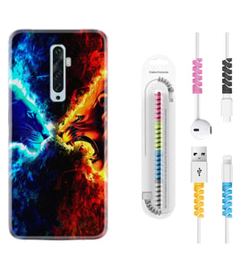Oppo Reno 2Z 4 Lite 4 Pro 5 6 7 A31 Kılıf Kablo Koruma Spiral Silikon Red Blue Leon 1714