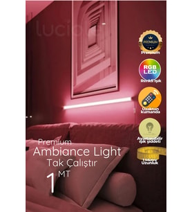 Şerit LED Çok Renkli Led Abajur Yapışkanlı 1 Metre Her Alana Uygun Uzaktan Kumandalı Cpink1