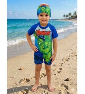 Cg Kids Avengers Hulk Erkek Çocuk Tulum Mayo Boneli Takım