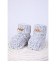 Babyhola Kız Erkek %100 Triko İlk Adım Patik 0-6 ay Yenidoğan Kutulu Hediyelik 8008 (Gri)
