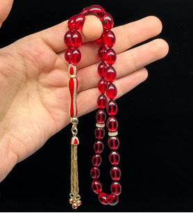 925 Ayar Gümüş Aksesuarlı Kırmızı Renk Ateş Kehribar Hediye Tesbih Özel Seri