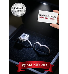 Işıklı Kutusunda Pırlanta Işıltılı Gümüş Baget Yüzük Sonsuzluk Yüzük