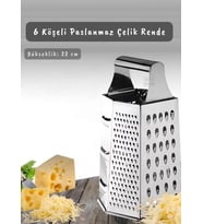 Paslanmaz Çelik 6 Taraflı Çok İşlevli Rende İnox 22 Cm