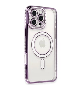 İphone 16 Kılıf Joke Simli Magneticsafe Kılıf - Derin Mor
