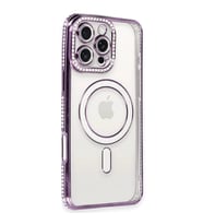 İphone 16 Kılıf Joke Simli Magneticsafe Kılıf - Derin Mor