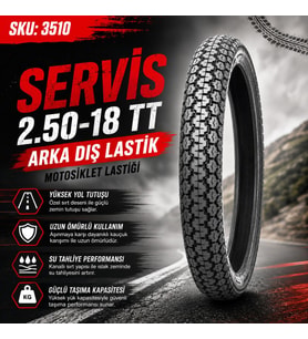 SERVİS 2.50-18 TT (İÇ LASTİK GEREKTİRİR) LONG LİFE ARKA DIŞ MOTOSİKLET LASTİĞİ