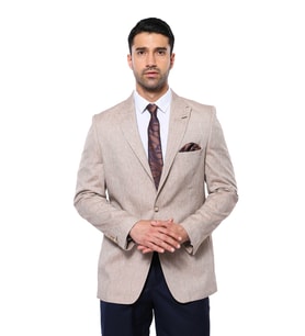 Slim-Fit Sivri Yaka Açık Kahve Spor Ceket - Wessi (Bej)
