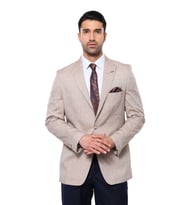 Slim-Fit Sivri Yaka Açık Kahve Spor Ceket - Wessi (Bej)