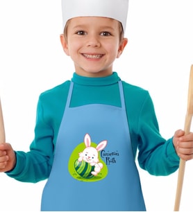 BK Gift Kişiye Özel Paskalya Bayramı Mavi Çocuk Mutfak Önlüğü-13