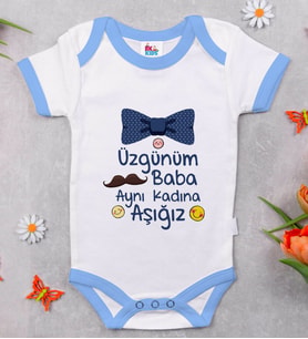 BK Kids Aynı Kadına Aşığız Tasarımlı Mavi Bebek Body Zıbın-1