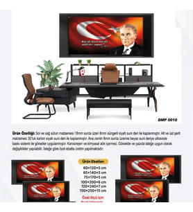 DERİ ÜZERİ UV BASKILI ÇERÇEVELİ MAKAM ATATÜRK PANOSU 9-50*100