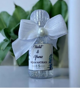 Söz - Nişan -Nikah Hediyesi Simli ve İncili Kolonya (10 Adet) 004 (Şeffaf)