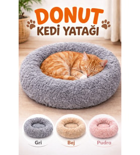 Yumuşak Yuvarlak Kedi ve Köpek Yatağı, Renkli Peluş Tasarım