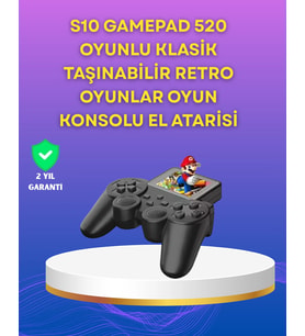 Mey İthalat® 2.4 İnç Ekranlı 500 Oyunlu Taşınabilir Retro Oyun Konsolu, Şarjlı El Tipi Mini