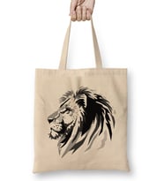 Lion Head Greyscale Bez Çanta Uzun Saplı