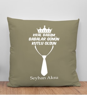 BK Gift Kişiye Özel İsimli Babalar Günü Tasarımlı Haki Kırlent Yastık-13 Babaya Hediye, Ev Dekorasyonu, Babalar Günü Hediyesi