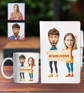 Kişiye Özel Karikatür Tasarım Defter Kalem Kupa Hediye Seti 96215