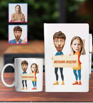 Kişiye Özel Karikatür Tasarım Defter Kalem Kupa Hediye Seti 96215