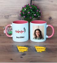 Sekretere Hediye Kupa Bardak Pembe Fotoğraflı