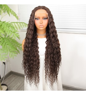 Afro Dalga Kumral Fiber Sentetik Tül Peruk