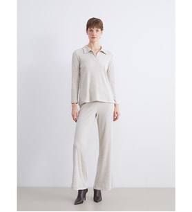 LCW Comfort Bej Büyük Beden Beli Lastikli Dokulu Kadın Pantolon