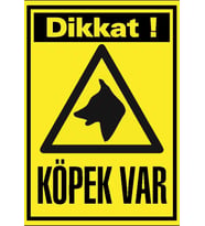 Dikkat Köpek Var 21x28 Arkası Sticker