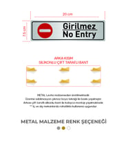 MeyArt Sac Levha GİRİLMEZ-NO ENTRY Kapı Yönlendirme Arkası Çift Taraflı Bant 20x7,5cm