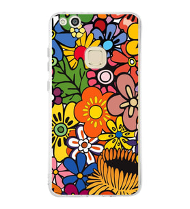 PrintiFy Huawei P10 Lite ile Uyumlu 1mm Slim Fit Retro Renkler 2 Baskılı Şeffaf  Kılıf