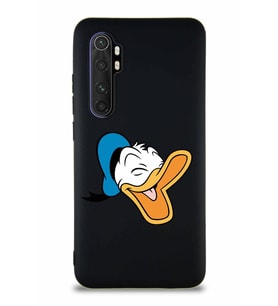 Xiaomi Mi Note 10 Lite Soft Premier Kapak Donald Duck-E Tasarımlı Silikon Kılıf - Siyah (Şeffaf)