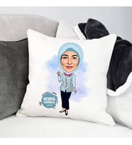 Kişiye Özel Başörtülü Hanımlar İçin Hediyelik Karikatürlü Yastık