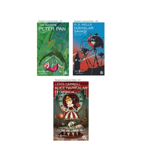 Peter Pan + Dünyalar Savaşı + Alice Harikalar Diyarında- 3 Kitap Set - Iş Bankası Özel Set Peter Pan