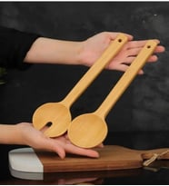 Bambu 2li kaşık servis seti, bambu salata kaşığı