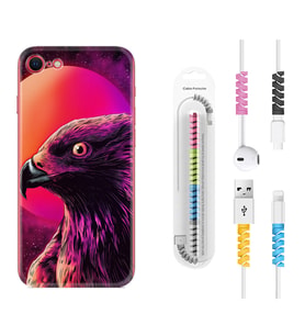 Apple iPhone 5 6 7 8 Plus Se XR Kılıf Kablo Koruma Spiral Silikon Red Eagle 1752