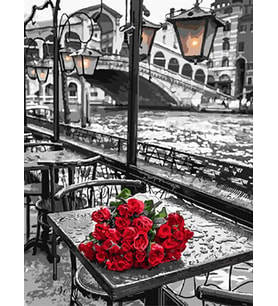 Romantik Buluşma Sayılarla Boyama Seti 40x50 cm (Tuvale Gerili)