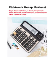 Büyük Düğme Elektronik Hesap Makinesi 14 Haneli Temel Matematik Bellek Güneş Enerji Yüzde Hesap