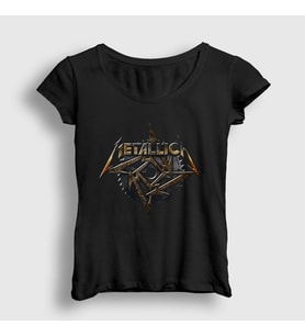 Presmono Kadın Siyah Saw Blade Metallica T-Shirt 67728tt