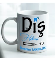 Kişiye Özel İsim ve Fotoğraf Baskılı Diş Hekimi Temalı Kupa Bardak No:002