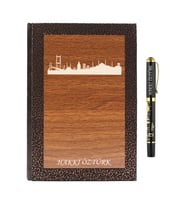 İsme Özel Lux Ahşap Defter ve Roller Kalem Seti - İstanbul Temalı
