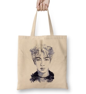 Bts SeokJin Bts Paint Blot 01 Bez Çanta Uzun Saplı