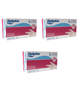 Dolphin Pudrasız Vinil Vinyl Tek Kullanımlık Eldiven Şeffaf Large Büyük Boy - 100'lü 3 Paket