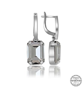 Swarovski Crystal Taşlı Gümüş Beyaz Baget Sallantılı Kadın Küpe