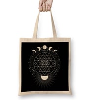 Sri Yantra Mandala Bez Çanta Uzun Saplı