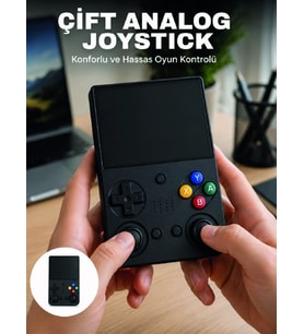 3.5 İnç Ips Ekran Retro Oyun Konsolu 64gb Dahili Hafıza Çift Analog Joystick Taşınabilir El Konsolu