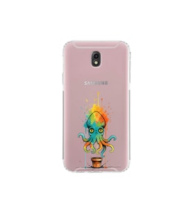 Samsung Galaxy J7 Pro ile uyumlu Splash ahtapot tasarımlı şeffaf silikon kılıf